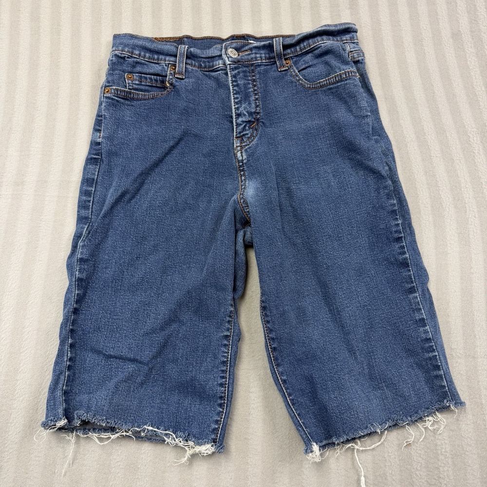 Levi's Cutoff Shorts Women's Size 6 Medium Wash Factory Hem Jean Shorts
